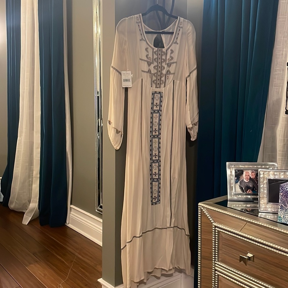 Free People linen embroidered dress
